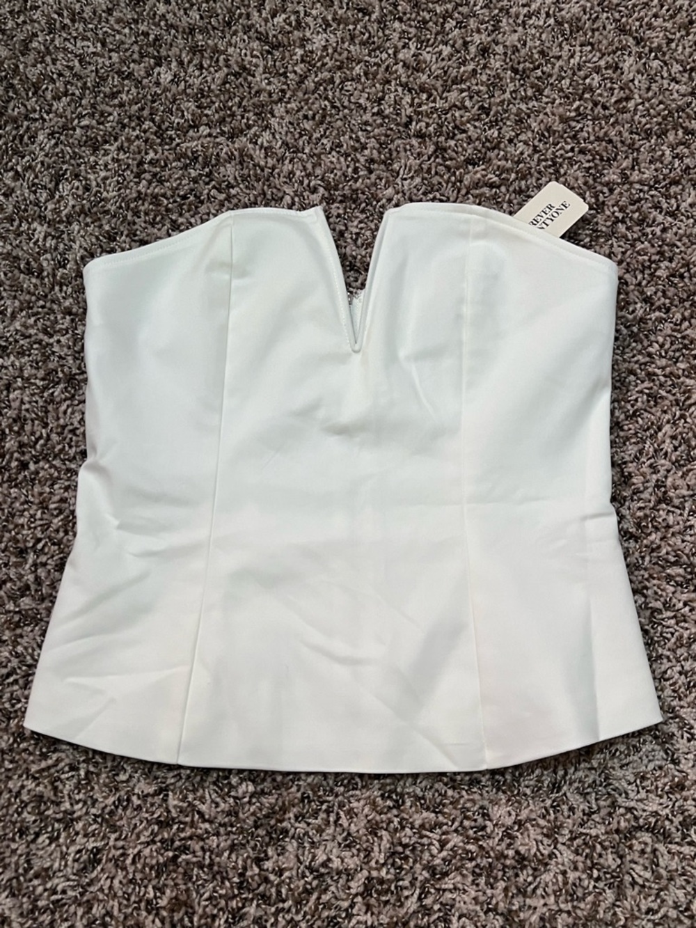 Forever 21 White Strapless Bustier Top with Silver Zipper